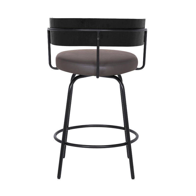 Avalon 26" Gray Faux Leather Swivel Barstool in Black Powder Coated Finish - Furniture City (CA)l