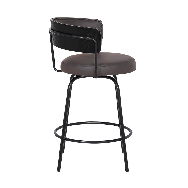 Avalon 30" Gray Faux Leather Swivel Barstool in Black Powder Coated Finish - Furniture City (CA)l