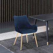 Avery Blue Fabric Dining Room Chair with Gold Legs - Furniture City (CA)l