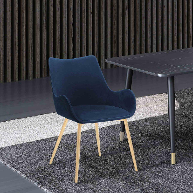 Avery Blue Fabric Dining Room Chair with Gold Legs - Furniture City (CA)l