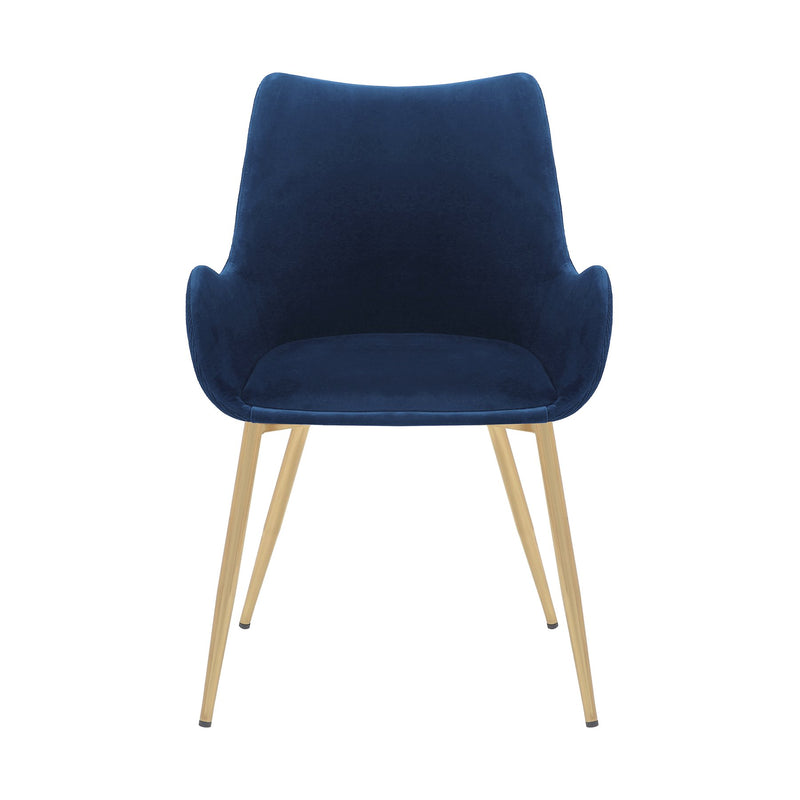 Avery Blue Fabric Dining Room Chair with Gold Legs - Furniture City (CA)l