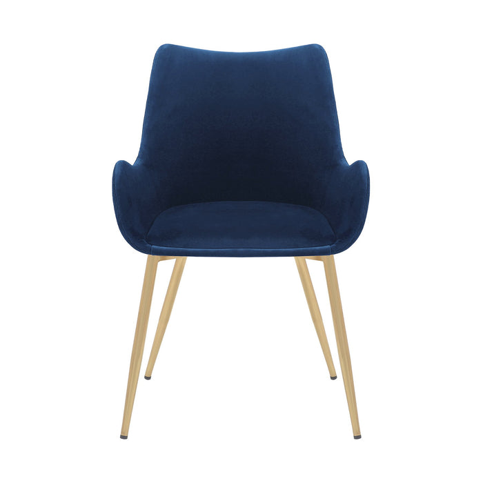 Avery Blue Fabric Dining Room Chair with Gold Legs