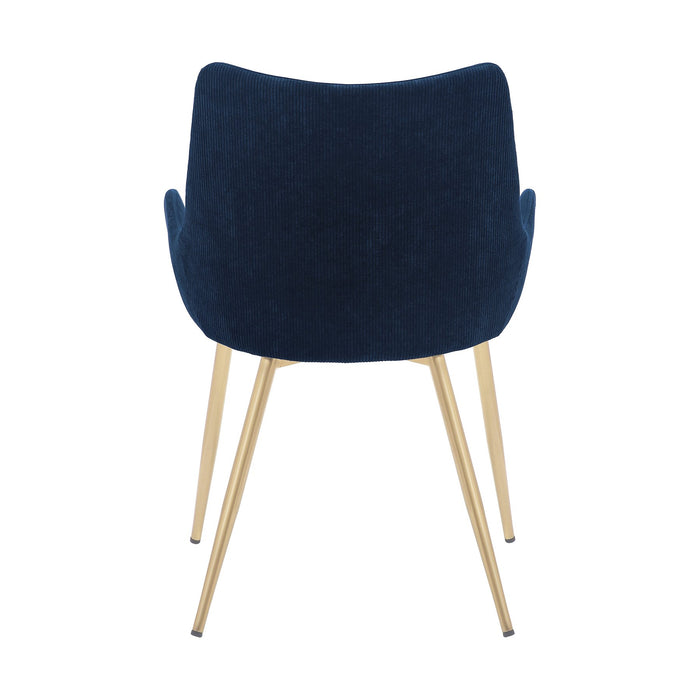 Avery Blue Fabric Dining Room Chair with Gold Legs