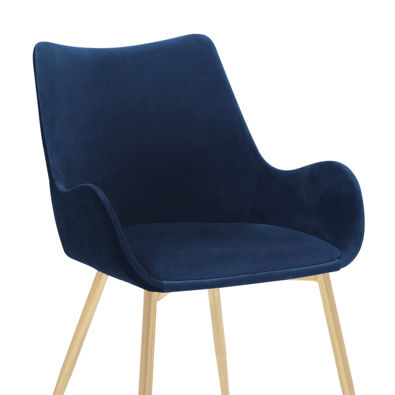 Avery Blue Fabric Dining Room Chair with Gold Legs - Furniture City (CA)l