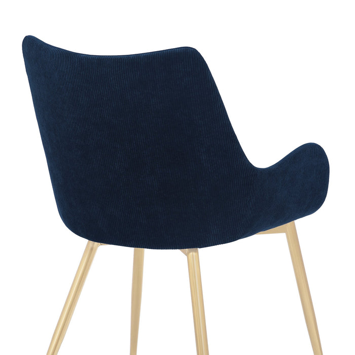 Avery Blue Fabric Dining Room Chair with Gold Legs