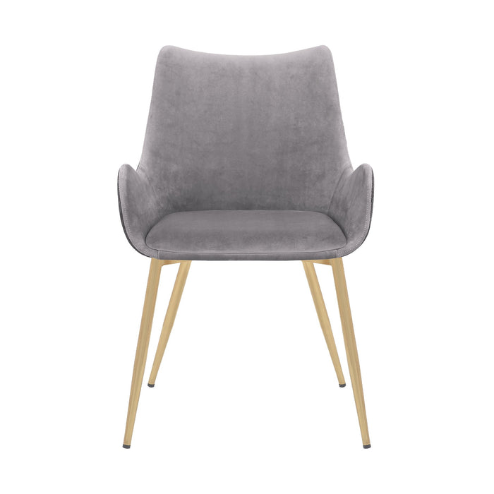 Avery Two Tone Gray Fabric Dining Room Chair with Gold Legs