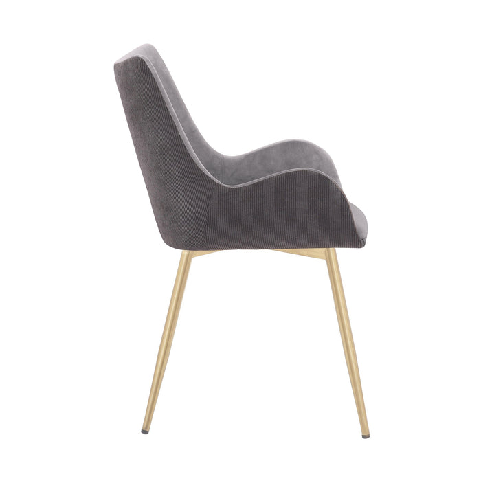 Avery Two Tone Gray Fabric Dining Room Chair with Gold Legs