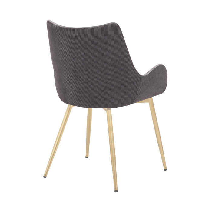 Avery Two Tone Gray Fabric Dining Room Chair with Gold Legs