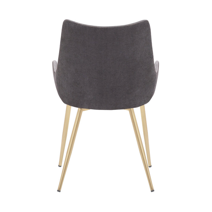 Avery Two Tone Gray Fabric Dining Room Chair with Gold Legs