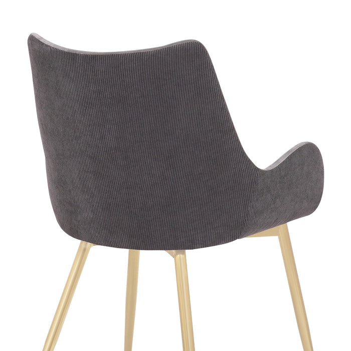 Avery Two Tone Gray Fabric Dining Room Chair with Gold Legs