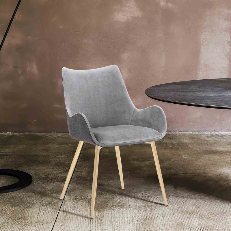 Avery Two Tone Gray Fabric Dining Room Chair with Gold Legs - Furniture City (CA)l