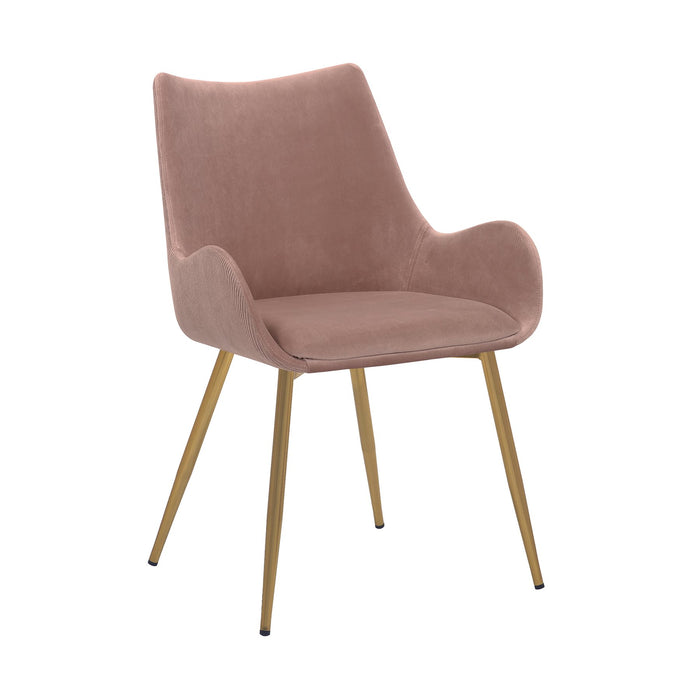 Avery Pink Fabric Dining Room Chair with Gold Legs