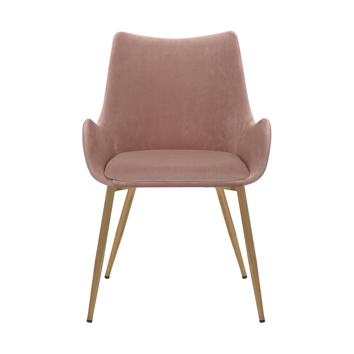 Avery Pink Fabric Dining Room Chair with Gold Legs