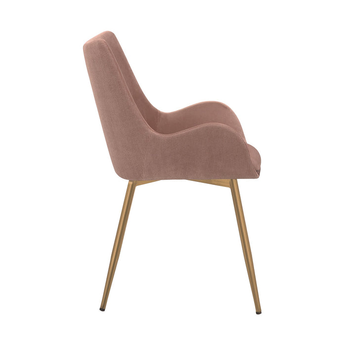 Avery Pink Fabric Dining Room Chair with Gold Legs