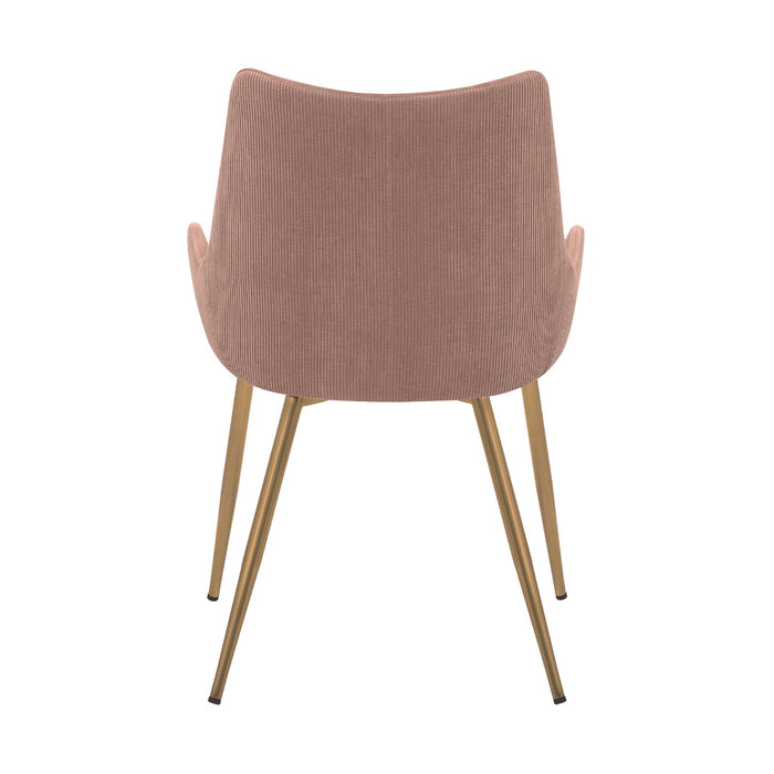 Avery Pink Fabric Dining Room Chair with Gold Legs