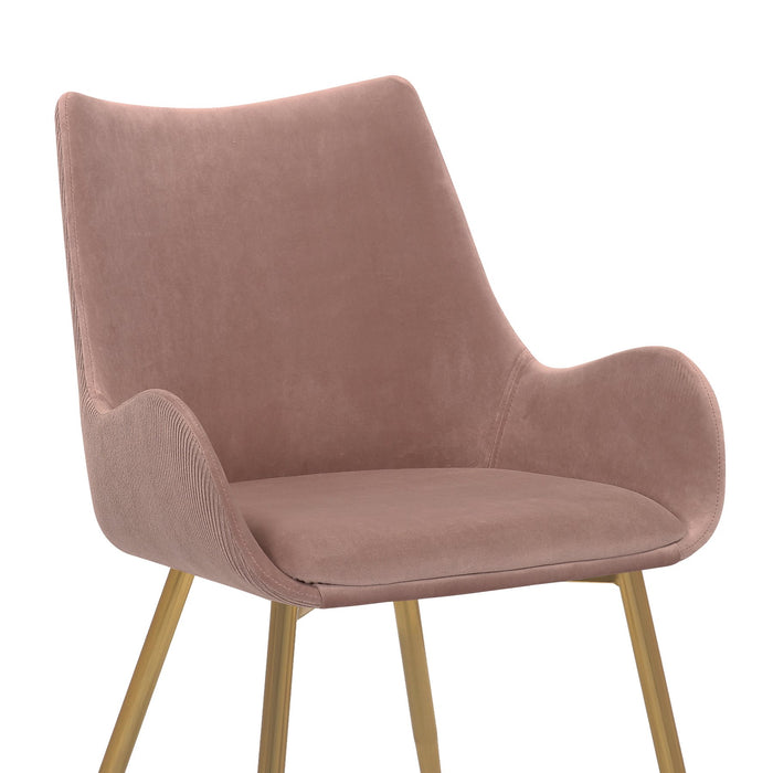 Avery Pink Fabric Dining Room Chair with Gold Legs