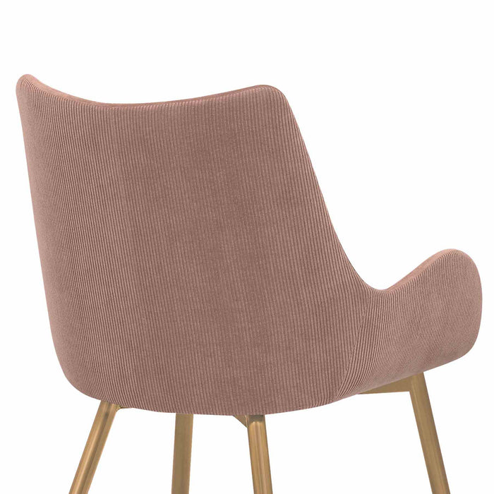 Avery Pink Fabric Dining Room Chair with Gold Legs