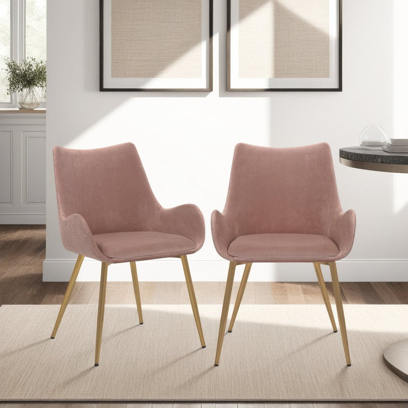 Avery Pink Fabric Dining Room Chair with Gold Legs - Furniture City (CA)l