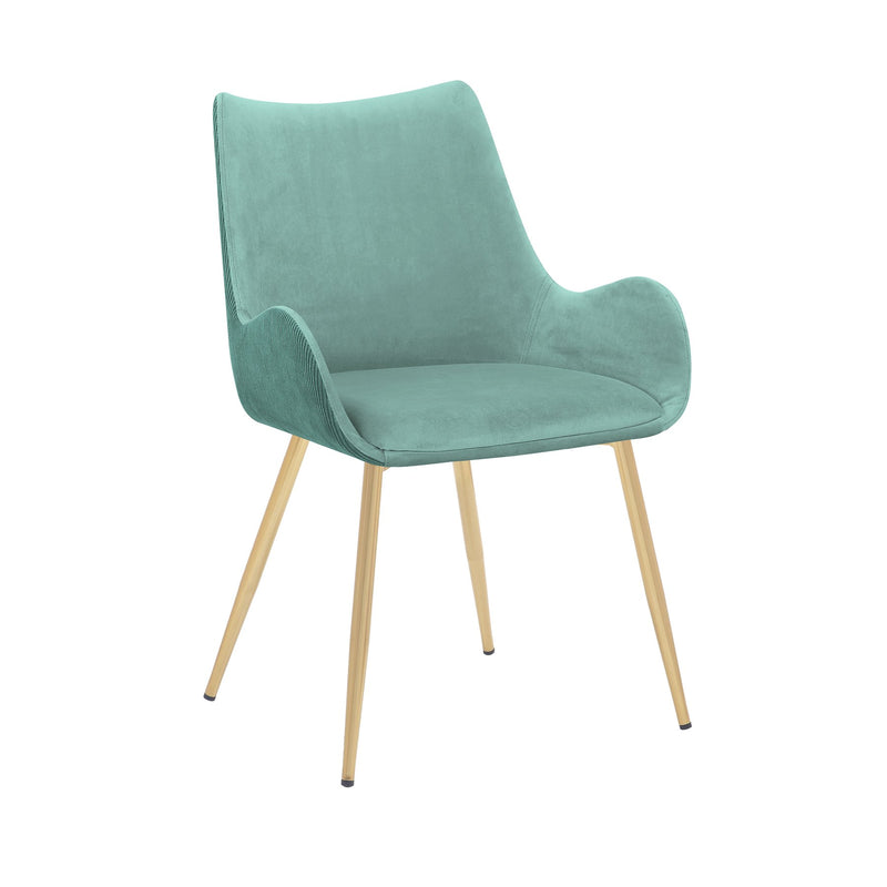 Avery Teal Fabric Dining Room Chair with Gold Legs - Furniture City (CA)l