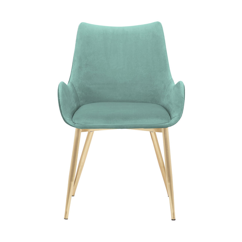 Avery Teal Fabric Dining Room Chair with Gold Legs - Furniture City (CA)l