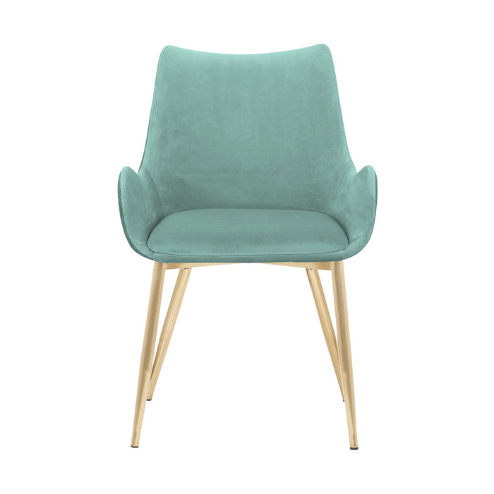 Avery Teal Fabric Dining Room Chair with Gold Legs