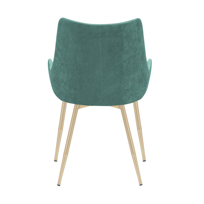 Avery Teal Fabric Dining Room Chair with Gold Legs