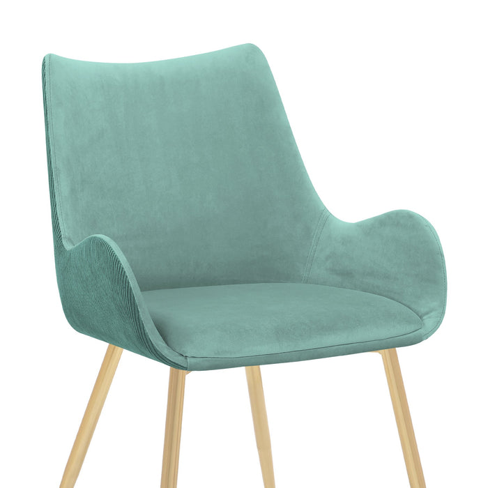 Avery Teal Fabric Dining Room Chair with Gold Legs