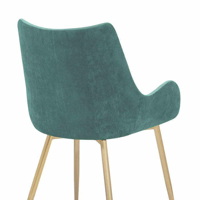 Avery Teal Fabric Dining Room Chair with Gold Legs