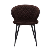 Ava Contemporary Dining Chair in Black Powder Coated Finish with Brown Velvet and Brown Faux Leather Back - Furniture City (CA)l