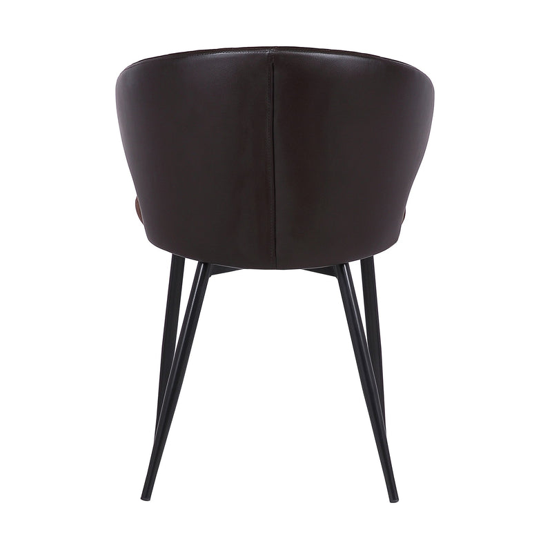 Ava Contemporary Dining Chair in Black Powder Coated Finish with Brown Velvet and Brown Faux Leather Back - Furniture City (CA)l