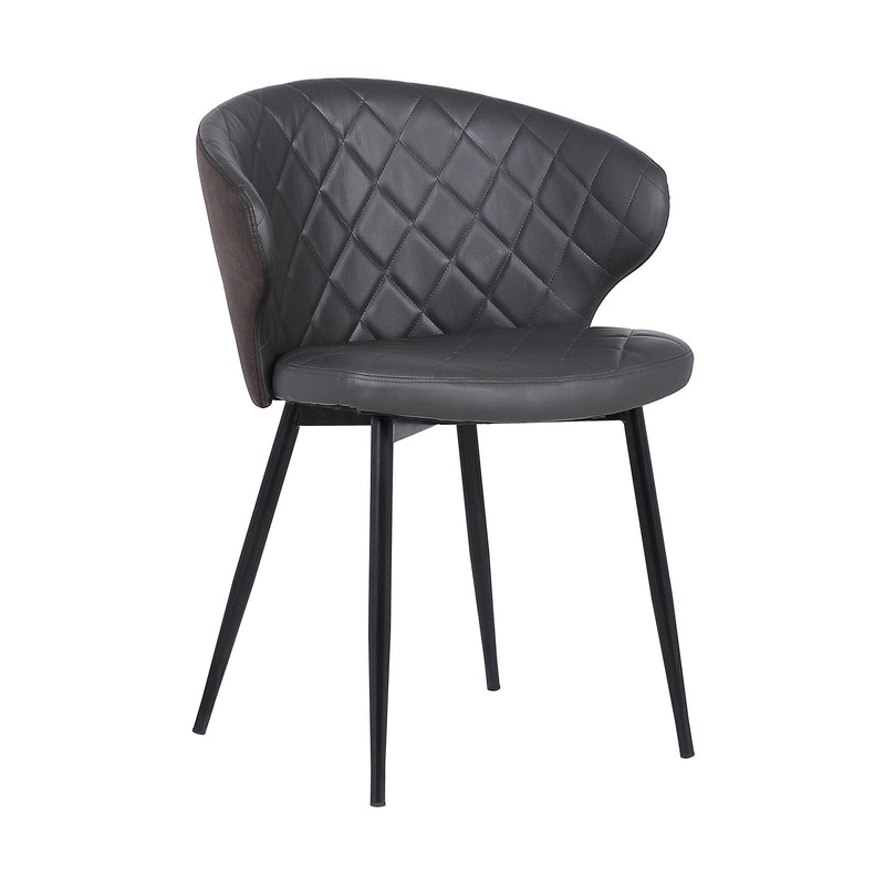 Ava Contemporary Dining Chair in Black Powder Coated Finish and Gray Faux Leather - Furniture City (CA)l