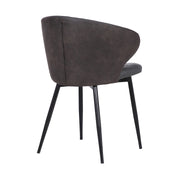 Ava Contemporary Dining Chair in Black Powder Coated Finish and Gray Faux Leather - Furniture City (CA)l