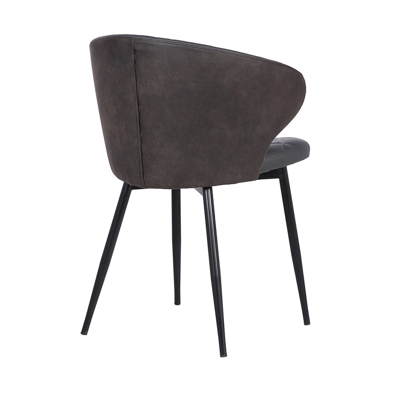 Ava Contemporary Dining Chair in Black Powder Coated Finish and Gray Faux Leather - Furniture City (CA)l