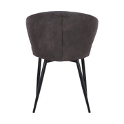 Ava Contemporary Dining Chair in Black Powder Coated Finish and Gray Faux Leather - Furniture City (CA)l