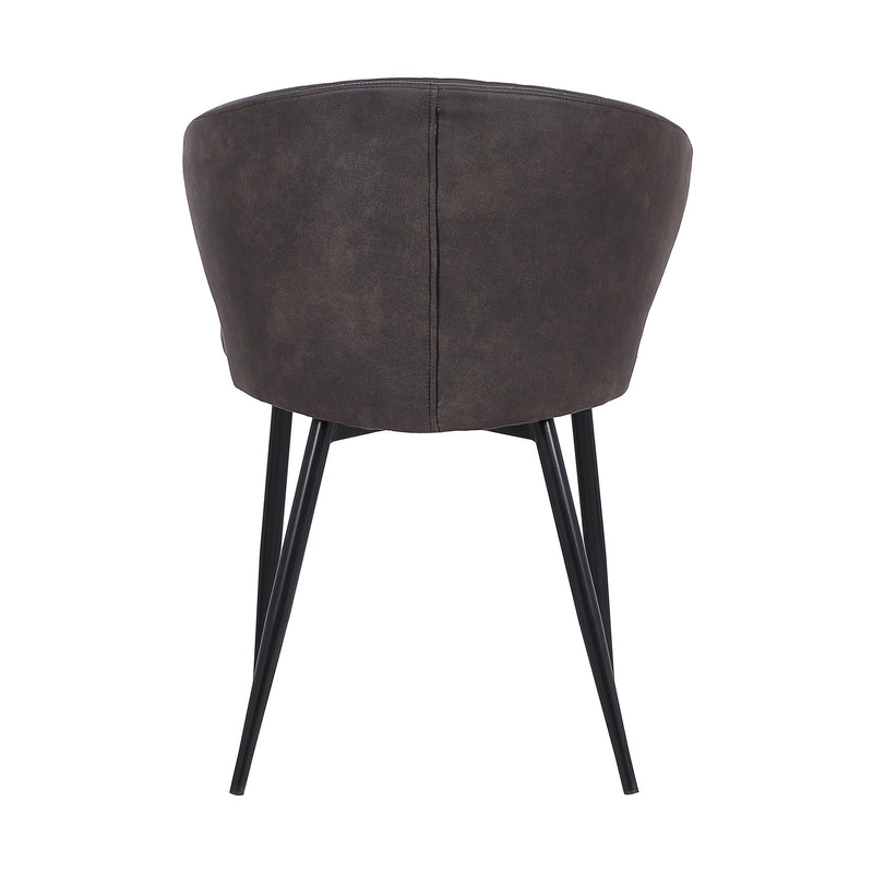 Ava Contemporary Dining Chair in Black Powder Coated Finish and Gray Faux Leather - Furniture City (CA)l
