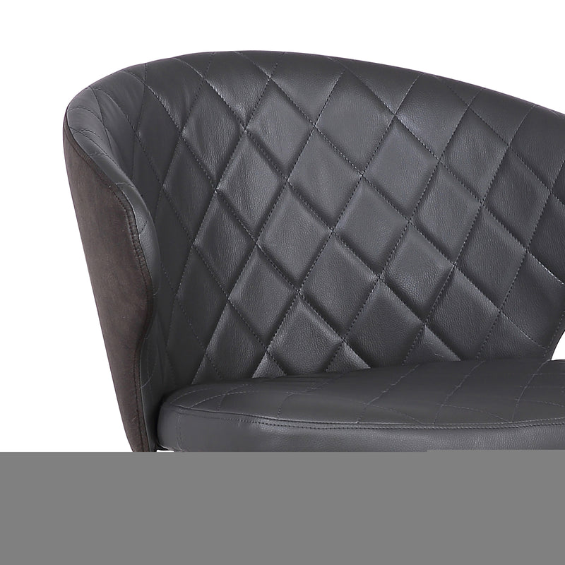 Ava Contemporary Dining Chair in Black Powder Coated Finish and Gray Faux Leather - Furniture City (CA)l