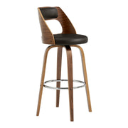 Axel 26" Swivel Counter Stool in Brown Faux Leather and Walnut Wood - Furniture City (CA)l