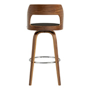 Axel 26" Swivel Counter Stool in Brown Faux Leather and Walnut Wood - Furniture City (CA)l