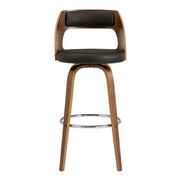 Axel 30" Swivel Bar Stool in Brown Faux Leather and Walnut Wood - Furniture City (CA)l