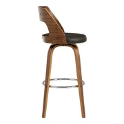 Axel 30" Swivel Bar Stool in Brown Faux Leather and Walnut Wood - Furniture City (CA)l