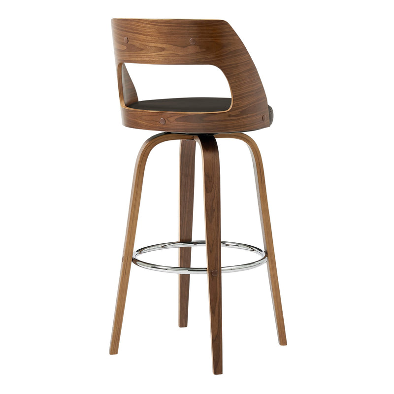 Axel 30" Swivel Bar Stool in Brown Faux Leather and Walnut Wood - Furniture City (CA)l