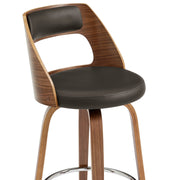 Axel 30" Swivel Bar Stool in Brown Faux Leather and Walnut Wood - Furniture City (CA)l