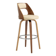 Axel 26" Swivel Counter Stool in Cream Faux Leather and Walnut Wood - Furniture City (CA)l