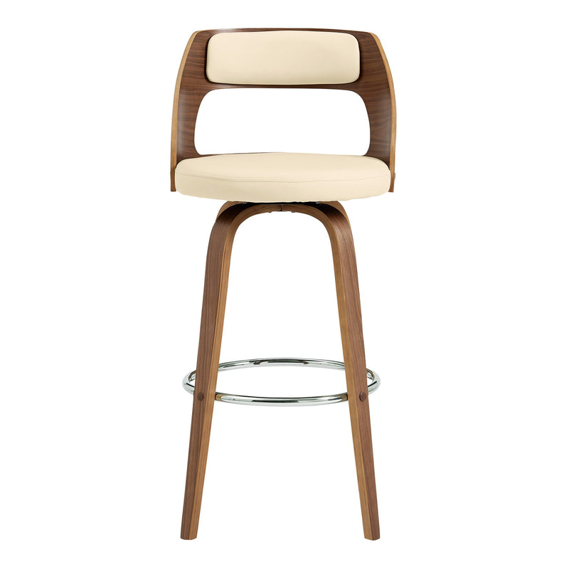 Axel 26" Swivel Counter Stool in Cream Faux Leather and Walnut Wood - Furniture City (CA)l