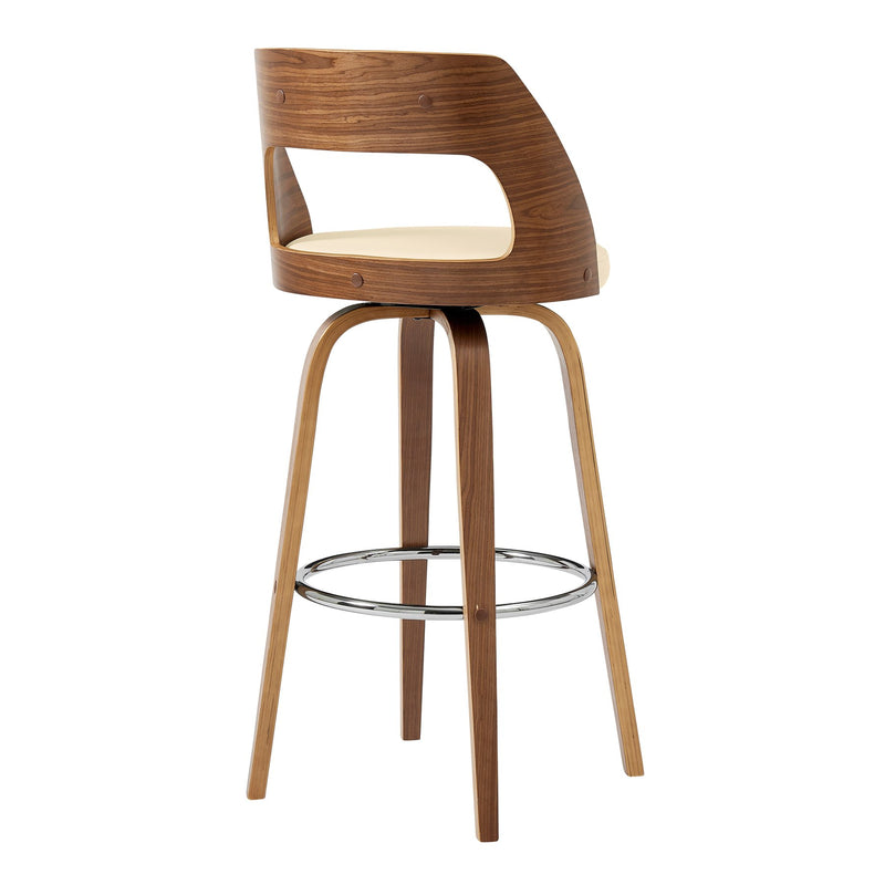Axel 26" Swivel Counter Stool in Cream Faux Leather and Walnut Wood - Furniture City (CA)l