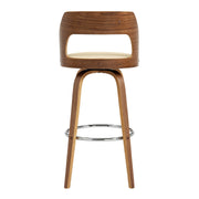 Axel 26" Swivel Counter Stool in Cream Faux Leather and Walnut Wood - Furniture City (CA)l