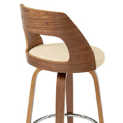 Axel 26" Swivel Counter Stool in Cream Faux Leather and Walnut Wood - Furniture City (CA)l