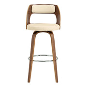 Axel 30" Swivel Bar Stool in Cream Faux Leather and Walnut Wood - Furniture City (CA)l