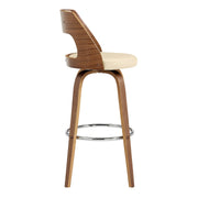 Axel 30" Swivel Bar Stool in Cream Faux Leather and Walnut Wood - Furniture City (CA)l