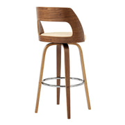Axel 30" Swivel Bar Stool in Cream Faux Leather and Walnut Wood - Furniture City (CA)l
